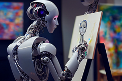 image of an android drawing an android